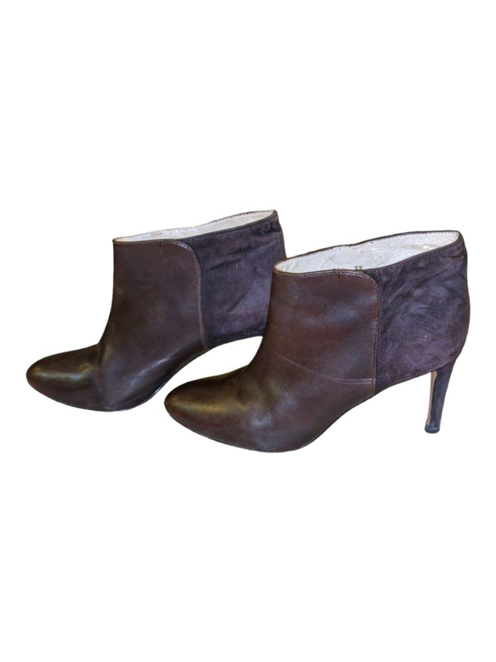 NINE West Valid Leather Ankle Booties Chocolate Brown Stiletto High Heel